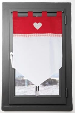 Vitrage Tamisant, Coton, Darla Coton Rouge & Blanc L.60 X H.60 Cm