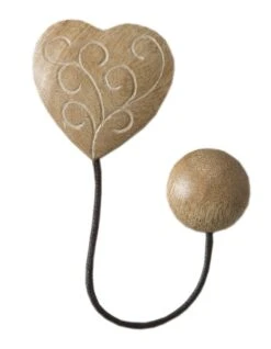 Embrasse Aimantée Coeur Volutes, Bois Clair