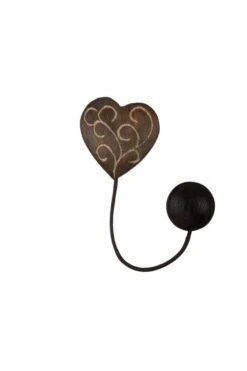 Embrasse Aimantée Aimantée Cœur Volutes 4,5cm, Bois Foncé