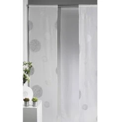 Panneau Japonais 5 Mondes Brodé, Blanc, H.250 X L.50 Cm