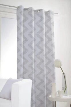 Rideau Obscurcissant, Oriane Zig Zag Gris Clair L.140 X H.240 Cm