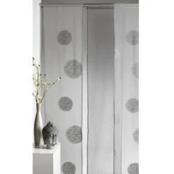 Panneau Japonais 5 Mondes Brodé, Gris, H.250 X L.50 Cm