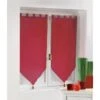 Paire De Vitrages Transparent, Pompons Rouge L.90 X H.60 Cm