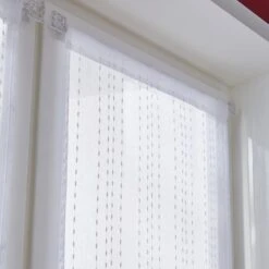 Paire De Vitrages Transparent, Livia Blanc L.45 X H.120 Cm