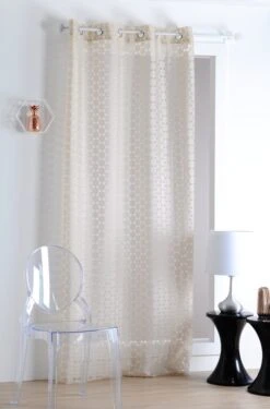 Voilage Transparent, Noor, Mastic, L.140 X H.260 Cm