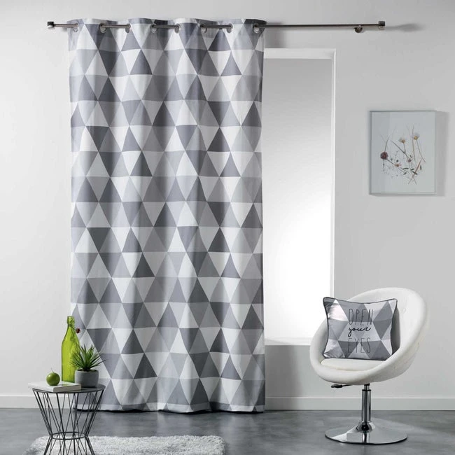 Rideau Tamisant, Triangle, Gris, L.140 X H.260 Cm 1 Rideau Tamisant, Triangle, Gris, L.140 X H.260 Cm