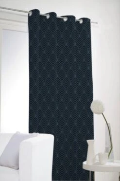 Rideau Obscurcissant, Catteau Bleu Foncé L.140 X H.240 Cm