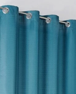 Voilage Tamisant, Vague, Bleu Canard, L.140 X H.240 Cm