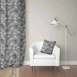 Rideau Tamisant, Voyage, Blanc/noir, L.135 X H.250 Cm