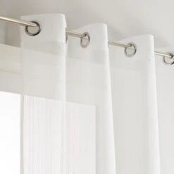 Voilage Blanc, Rayure Vert L.90 X H.140 Cm