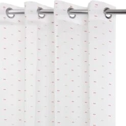 Voilage Transparent, Ilyana Pompons Beige L.140 X H.280 Cm